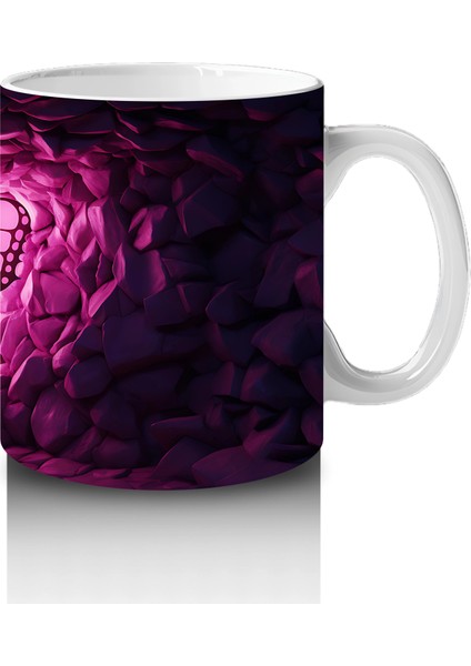 Mor Kristaller Arasında Parlayan Pembe Kelebek – Baskılı Kahve Kupası fırsatları