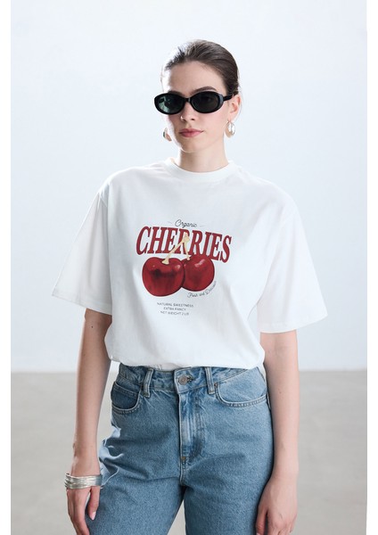 Cherrıes Baskılı T-Shırt