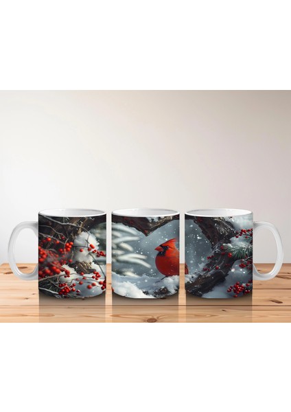 Kalp Şeklindeki Ağaç Kovuklarında Kırmızı Kardinal – Baskılı Kahve Kupası indirimleri