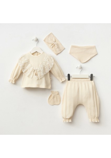 7083 Mnz Marka Dantel Detay Yeni Doğan Hastane Çıkışı Kız 5'li Set