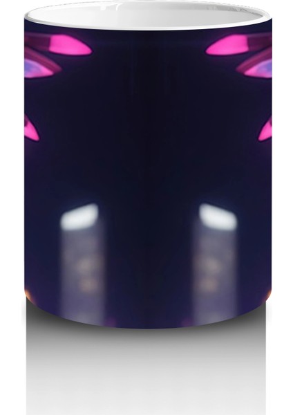 Renkli Neon Işıklarla Dans Eden Kediler – Baskılı Kahve Kupası modelleri