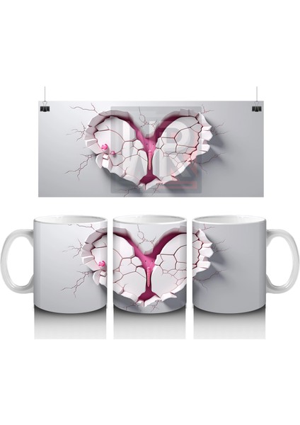 Kalpli Kırık Duvar Arasında Tavşan Figürü - Baskılı Kahve Kupası