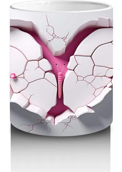 Kalpli Kırık Duvar Arasında Tavşan Figürü - Baskılı Kahve Kupası modelleri