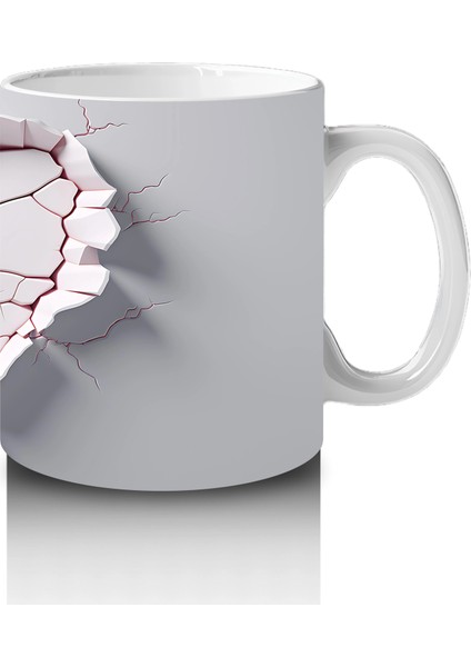 Kalpli Kırık Duvar Arasında Tavşan Figürü - Baskılı Kahve Kupası fırsatları