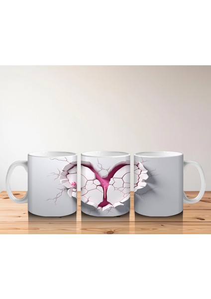 Kalpli Kırık Duvar Arasında Tavşan Figürü - Baskılı Kahve Kupası indirimleri