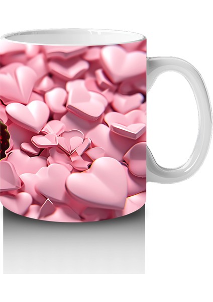 Pembe Kalpler Üzerinde Parlayan Kelebek – Baskılı Kahve Kupası fırsatları