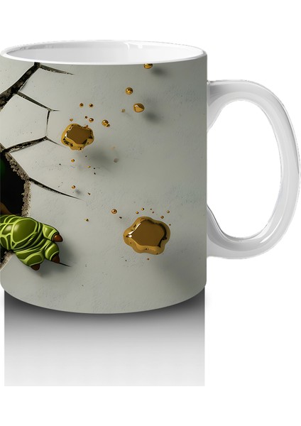 Altın Yoncalı Şapkalı Sevimli Kurbağa Figürü - Baskılı Kahve Kupası fırsatları