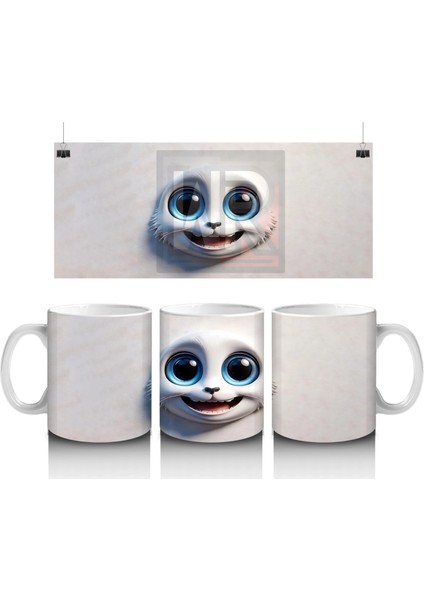 Sevimli Büyük Gözlü Yavru Hayvan – Baskılı Kahve Kupası