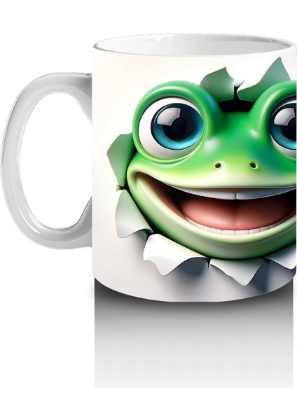 Gülümseyen Yeşil Kurbağa Maskot Çifti – Baskılı Kahve Kupası fiyatları