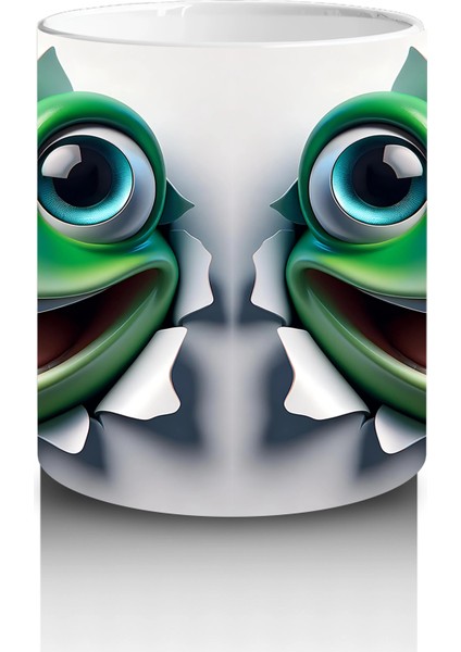 Gülümseyen Yeşil Kurbağa Maskot Çifti – Baskılı Kahve Kupası modelleri