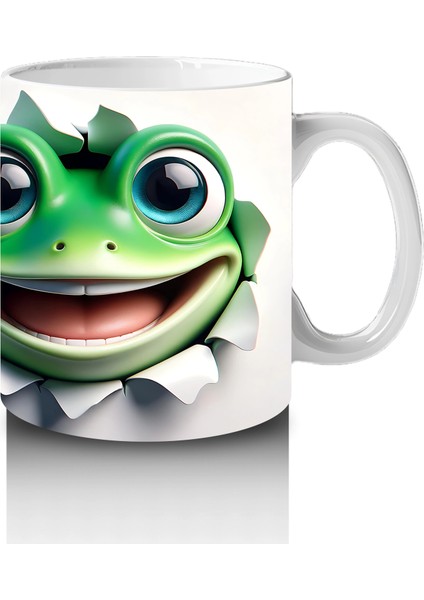 Gülümseyen Yeşil Kurbağa Maskot Çifti – Baskılı Kahve Kupası fırsatları