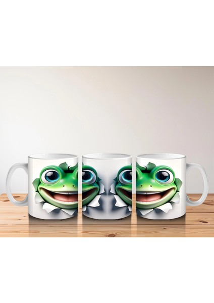 Gülümseyen Yeşil Kurbağa Maskot Çifti – Baskılı Kahve Kupası indirimleri