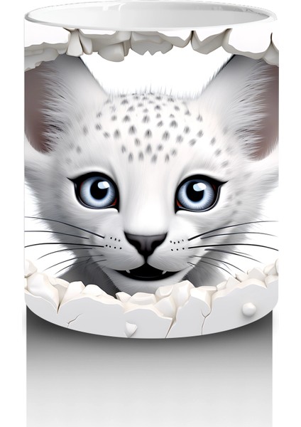 Beyaz Çiçekler Arasında Mavi Gözlü Kedi – Baskılı Kahve Kupası modelleri