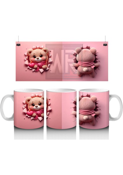 Atkılı Sevimli Ayıcık Arkadan Görünüm – Baskılı Kahve Kupası