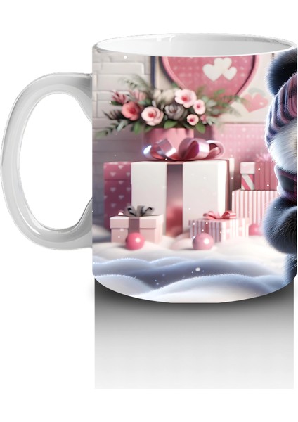 Hediye Kutuları Arasında Şapkalı Sevimli Panda – Baskılı Kahve Kupası fiyatları