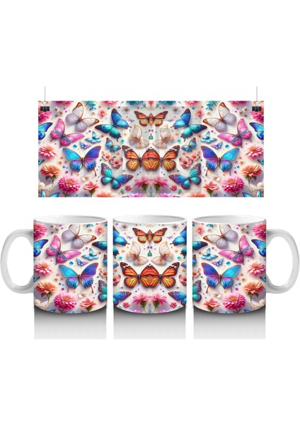 Rengarenk Kelebek Desenli Pop Sanat Kupa – Baskılı Kupa Bardak