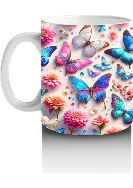 Rengarenk Kelebek Desenli Pop Sanat Kupa – Baskılı Kupa Bardak fiyatları