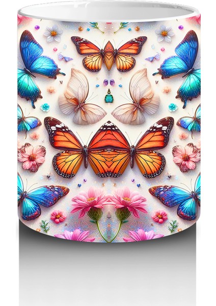 Rengarenk Kelebek Desenli Pop Sanat Kupa – Baskılı Kupa Bardak modelleri