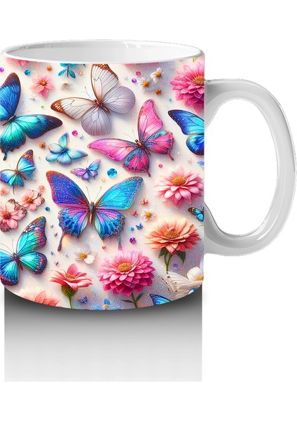 Rengarenk Kelebek Desenli Pop Sanat Kupa – Baskılı Kupa Bardak fırsatları