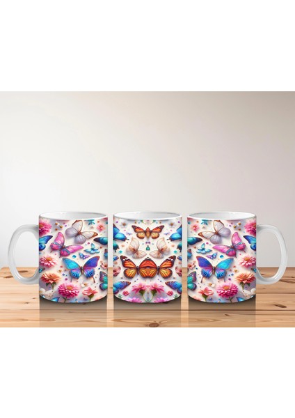 Rengarenk Kelebek Desenli Pop Sanat Kupa – Baskılı Kupa Bardak indirimleri