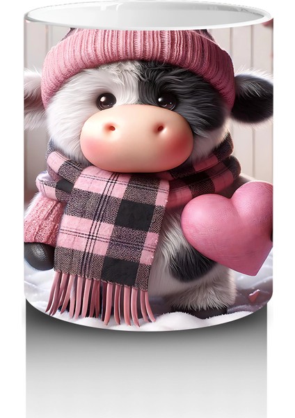 Pembe Kareli Şapkalı Sevimli Kız Maskot – Baskılı Kahve Kupası modelleri