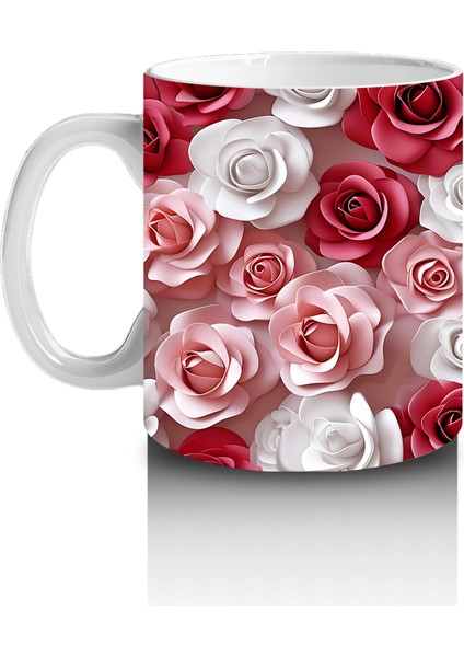 Kırmızı Beyaz Gül Bahçesinde Uçan Kelebek – Baskılı Kahve Kupası fiyatları