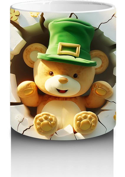 Şans Madeni ve Yonca Temalı Şapkalı Maymun – Baskılı Kahve Kupası modelleri