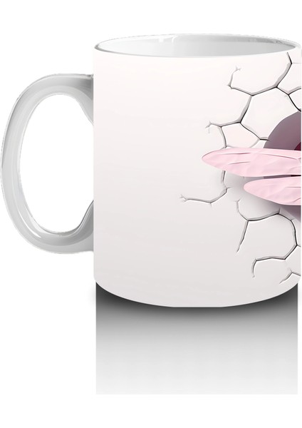 Çatlak Duvarda Kalp Şeklinde Pembe Yusufçuklar – Baskılı Kahve Kupası fiyatları