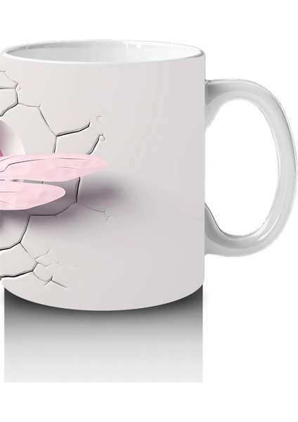 Çatlak Duvarda Kalp Şeklinde Pembe Yusufçuklar – Baskılı Kahve Kupası fırsatları