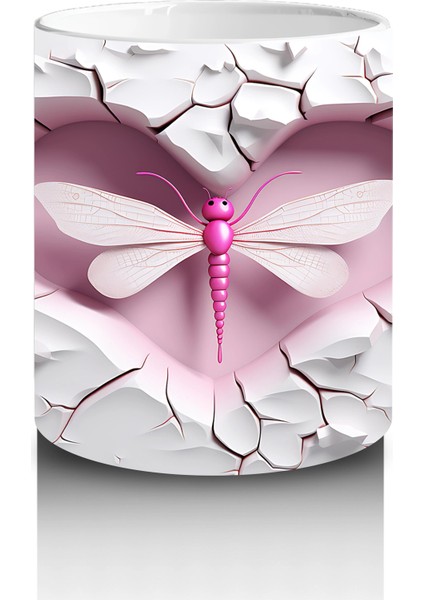 Kalpli Çatlakta Pembe Yusufçuk Illüstrasyonu – Baskılı Kahve Kupası modelleri