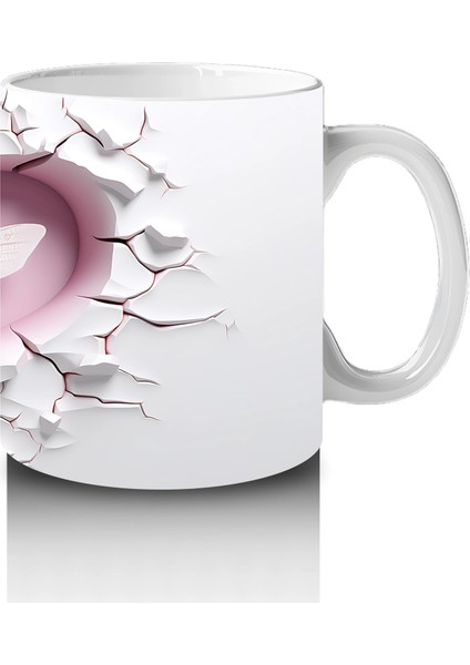 Kalpli Çatlakta Pembe Yusufçuk Illüstrasyonu – Baskılı Kahve Kupası fırsatları