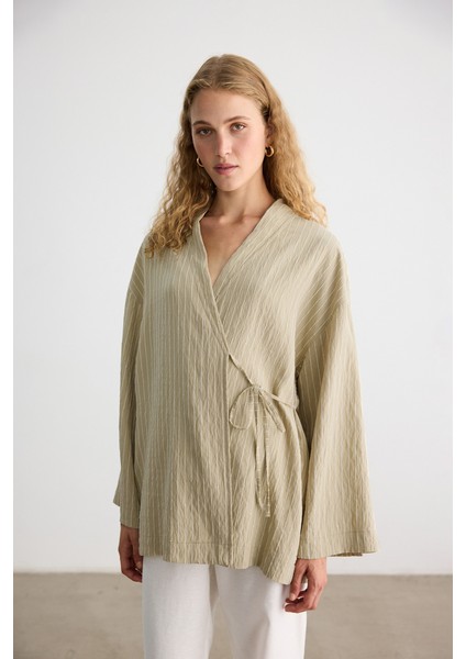 Yeşil Işıltılı Kimono modelleri