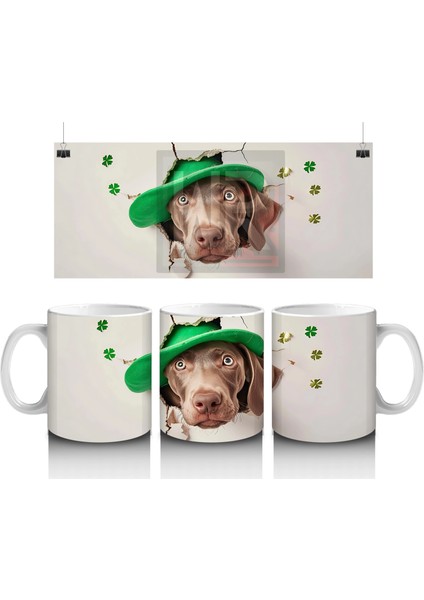 Şapkalı Sevimli Kahverengi Köpek – Baskılı Kahve Kupası