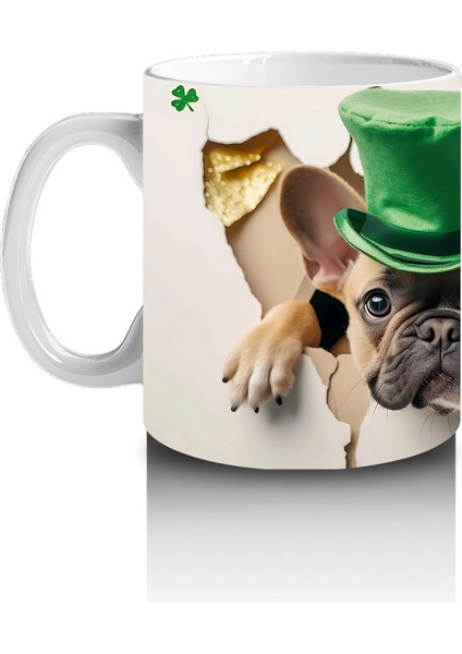 St. Patrick Şapkalı Neşeli Bulldog – Baskılı Kahve Kupası fiyatları