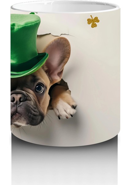St. Patrick Şapkalı Neşeli Bulldog – Baskılı Kahve Kupası modelleri