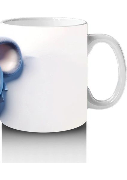 Mavi Gözlü Gülümseyen Fare Maskot – Baskılı Kahve Kupası fırsatları