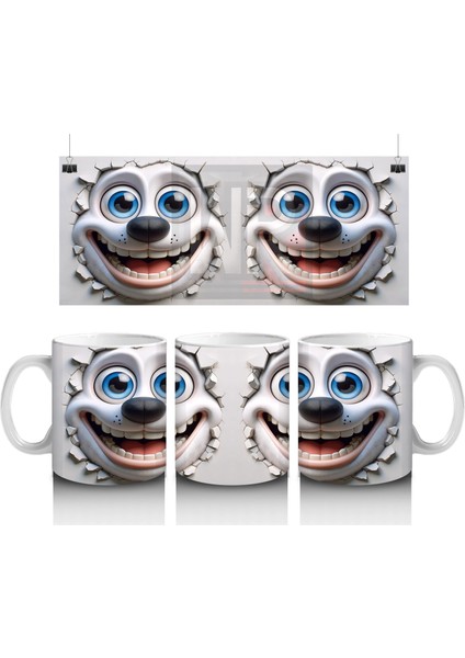 Neşeyle Bakan Sevimli Karakter Suratları – Baskılı Kahve Kupası