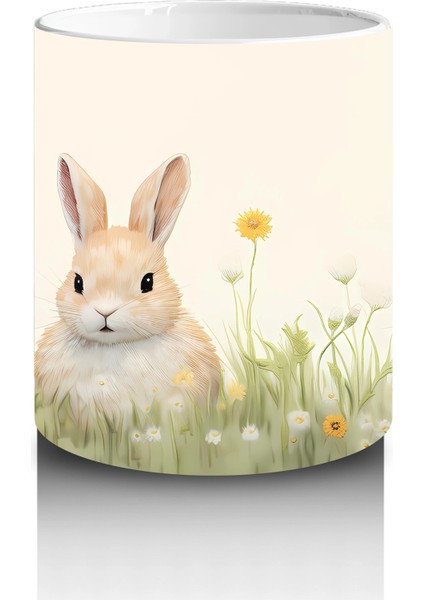 Papatya Tarlasında Ikiz Tavşanlar – Bahar Temalı Kupa Bardak modelleri