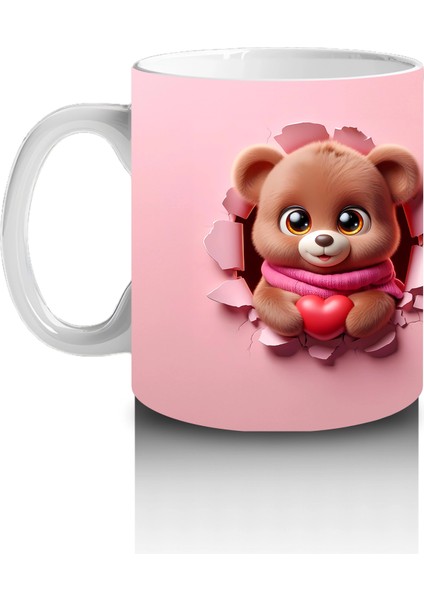 Kalp Tutan Ayıcık Maskot ve Arka Görünümü – Baskılı Kahve Kupası fiyatları