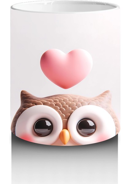 Kalpli Gözlerle Bakan Sevimli Baykuş – Baskılı Kahve Kupası modelleri