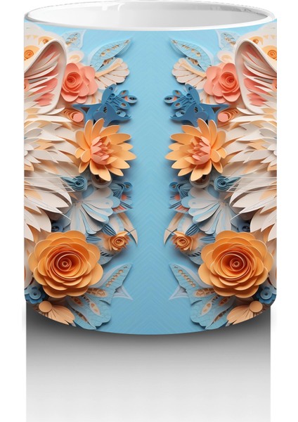 Sarı Çiçekler Arasında Gülümseyen Kedi Çifti – Baskılı Kahve Kupası modelleri