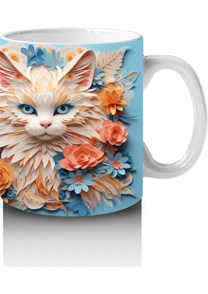 Sarı Çiçekler Arasında Gülümseyen Kedi Çifti – Baskılı Kahve Kupası fırsatları