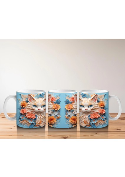 Sarı Çiçekler Arasında Gülümseyen Kedi Çifti – Baskılı Kahve Kupası indirimleri