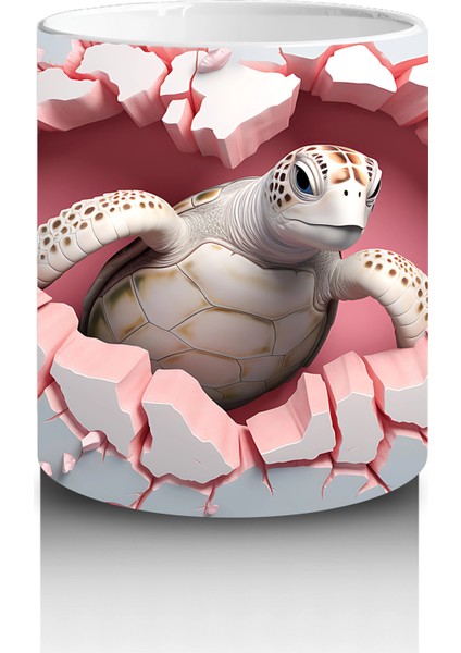 Kalpli Duvarı Delen Vücut Geliştirmiş Sevimli Kaplumbağa – Baskılı Kahve Kupası modelleri