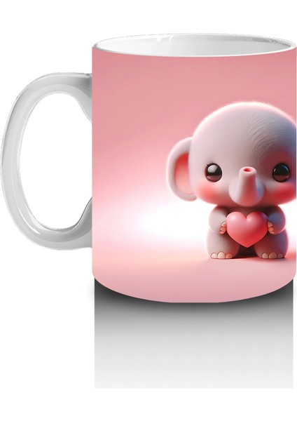 Pembe Fon Üzerinde Ikiz Sevimli Köpek Maskotlar – Baskılı Kahve Kupası fiyatları