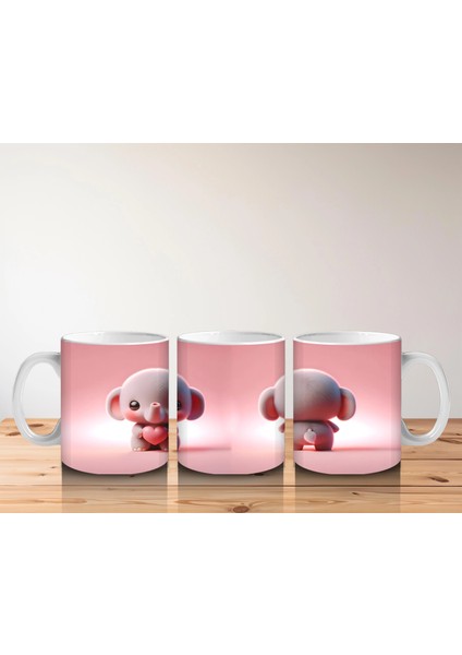 Pembe Fon Üzerinde Ikiz Sevimli Köpek Maskotlar – Baskılı Kahve Kupası indirimleri