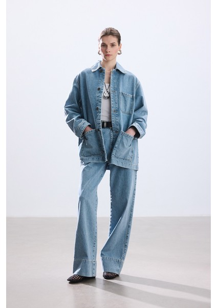 Mavi Cep Detaylı Denim Ceket modelleri