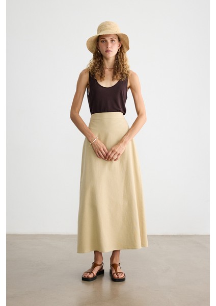 Bej Pamuk Keten Etek