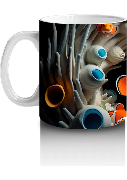 Mercan Mağarasında Yüzen Çift Palyaço Balığı – Baskılı Kahve Kupası fiyatları