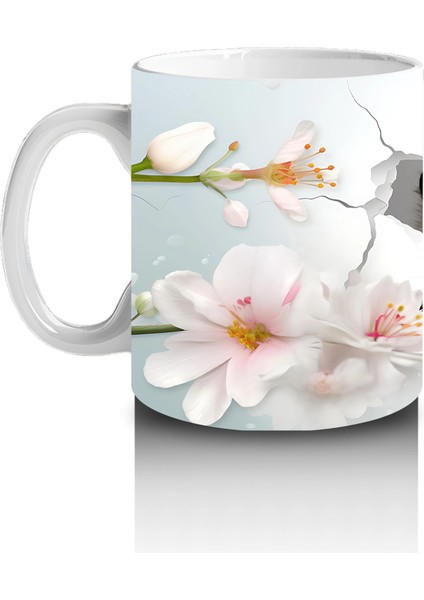 Çiçekler Arasında Duvarı Delen Sevimli Su Samuru - Baskılı Kahve Kupası fiyatları